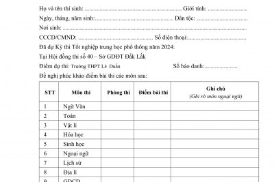 THÔNG BÁO NHẬN ĐƠN PHÚC KHẢO THI TỐT NGHIỆP THPT NĂM 2024 VÀ TRẢ HỒ SƠ CHO HỌC SINH KHỐI 12 NĂM HỌC 2023 – 2024